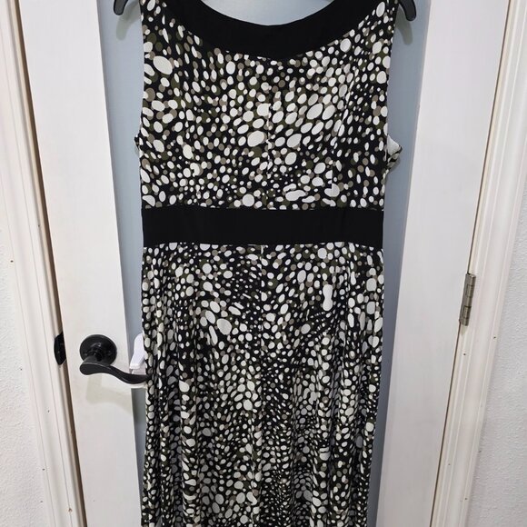 Perceptions 16P Black White Spotted Sleeveless Knee Length Dress - Picture 10 of 10